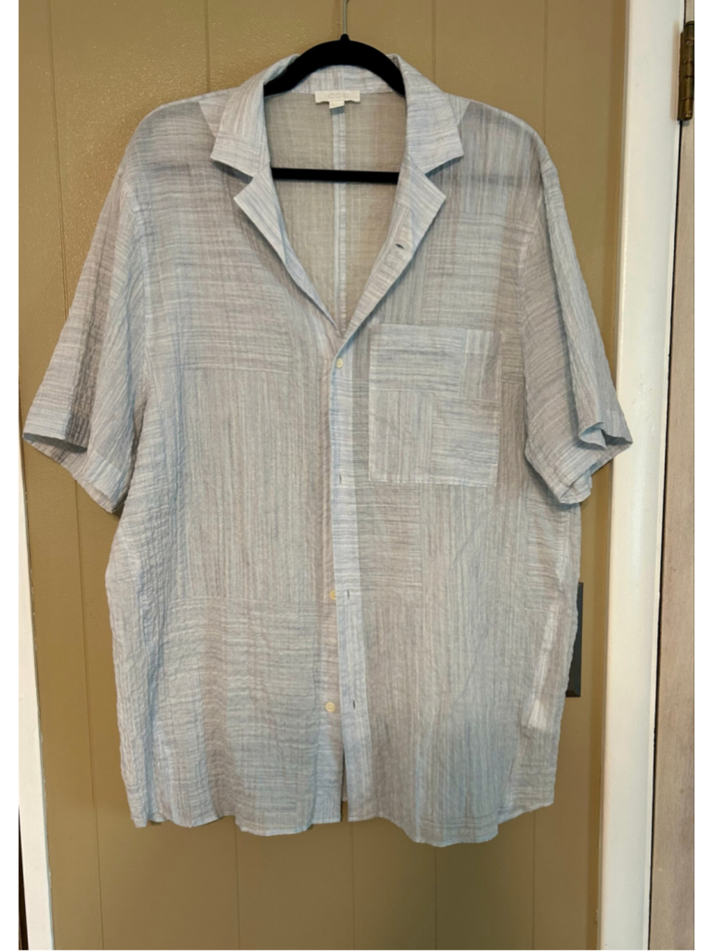 COS Men’s Casual Button Down Shirt Size Large Blue